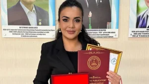 Ruxshona was awarded the "Loyal Person to the Homeland" badge