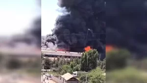 Toshkentning Sergeli tumanidagi omborxonada yirik yong‘in sodir bo‘ldi (video)