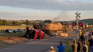 Train Collides with Truck in the USA