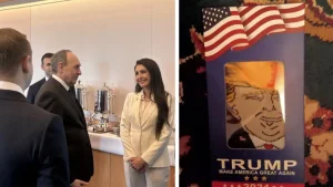 Rossiyalik deputatlarga Tramp rasmi bosilgan paypoq sovg'a qilindi