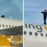 Мужчина, поднявшийся на крышу самолёта, задержал рейс